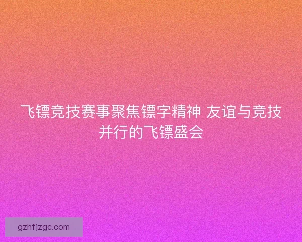 飞镖竞技赛事聚焦镖字精神 友谊与竞技并行的飞镖盛会