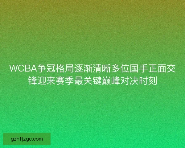 WCBA争冠格局逐渐清晰多位国手正面交锋迎来赛季最关键巅峰对决时刻